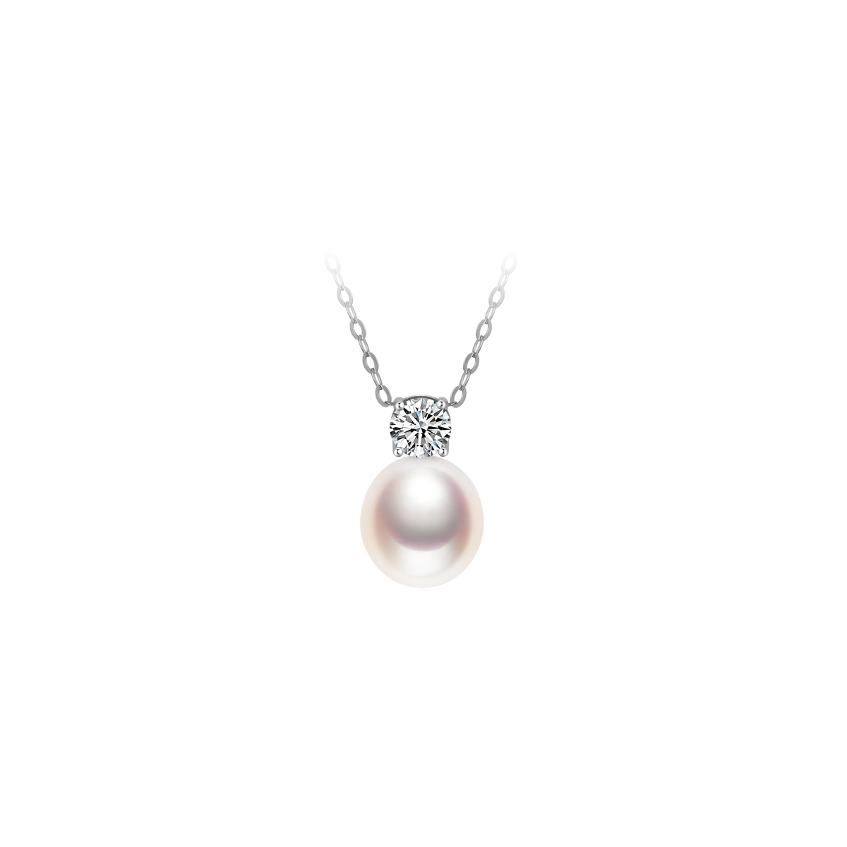 OSM Teardrop White Pearl Necklace 8–9mm, S925 Silver