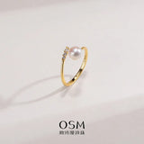OSM Dome-Shaped Adjustable Ring 6–7mm – Gold Tone S925 Silver
