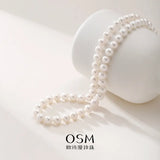 OSM White Pearl Necklace – 8–9mm Round, S925 Silver