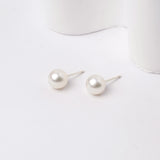 OSM White Seedless Pearl Earrings 8–9mm Round, S925 Silver