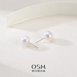 OSM Flat Round Silvery White Earrings 10–11mm – S925 Silver