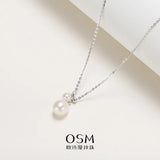 OSM Pearl Necklace 5–9 mm Oval (Teardrop) 925 Silver