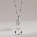 OSM White Pearl Necklace 13–15mm Irregular, S925 Silver