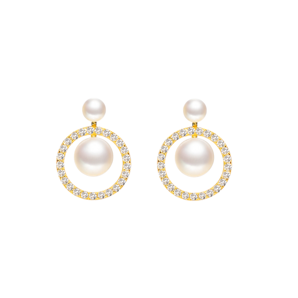 OSM Flat Round Earrings 4–7mm Gold Tone S925 Silver with Cubic Zirconia